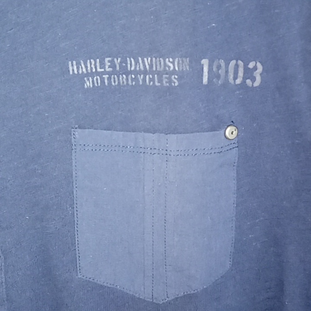 Harley-Davidson Long Sleeve Henley Dark Blue Mens Extra Large - Picture 3 of 7